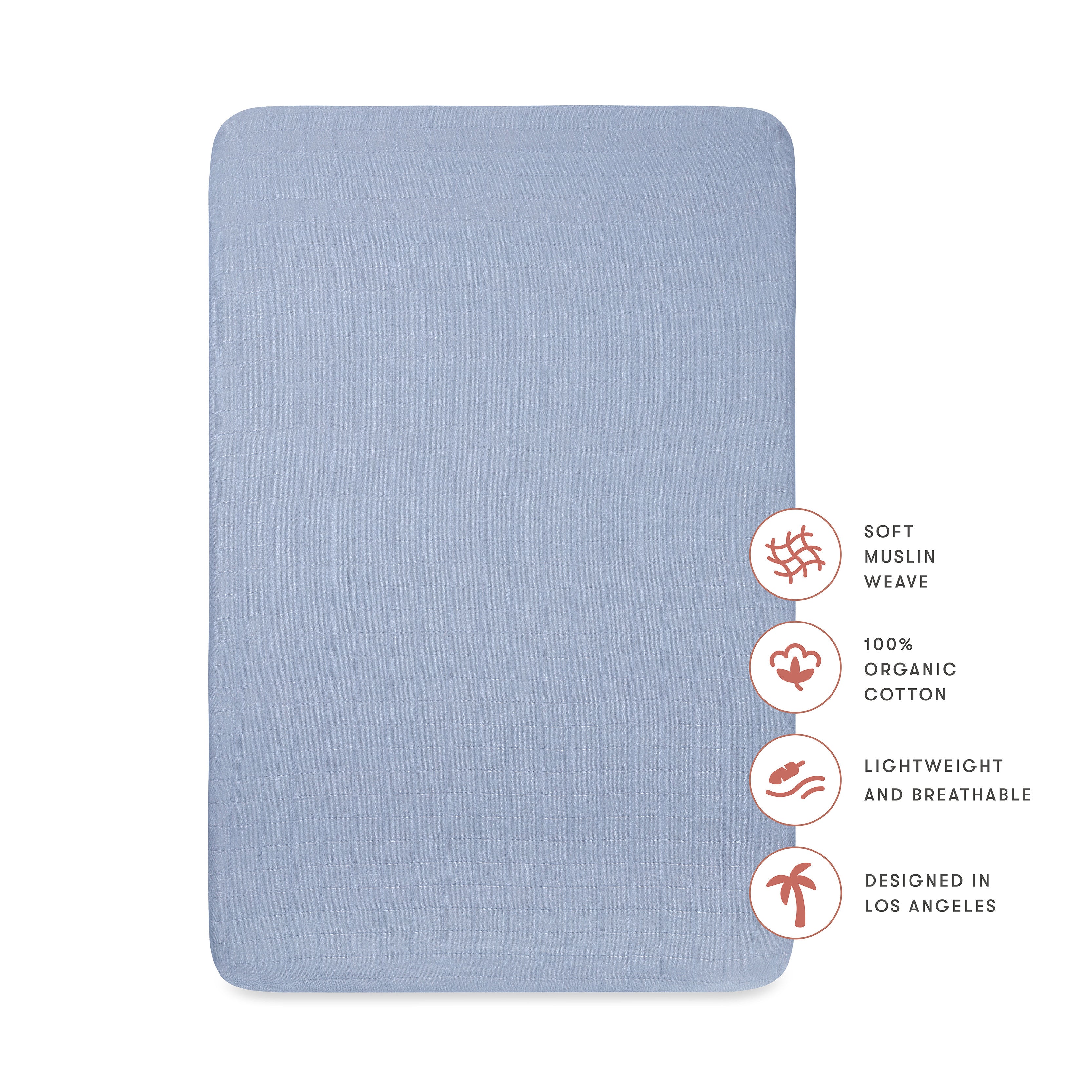 Babyletto Mini Crib Sheet in GOTS Certified Organic Muslin Cotton - Image 5