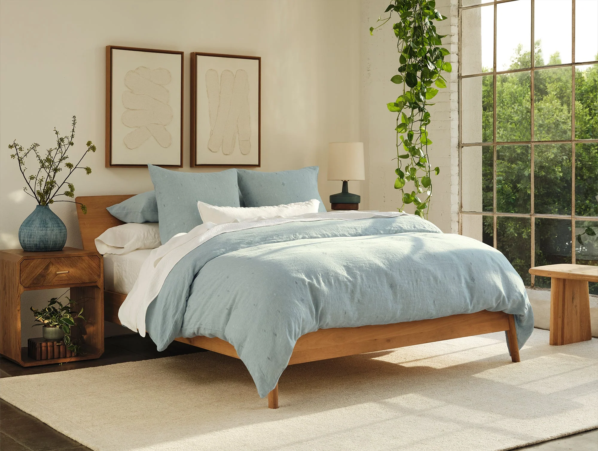 Coyuchi Cambria Embroidered Organic Linen Duvet Cover - Image 2