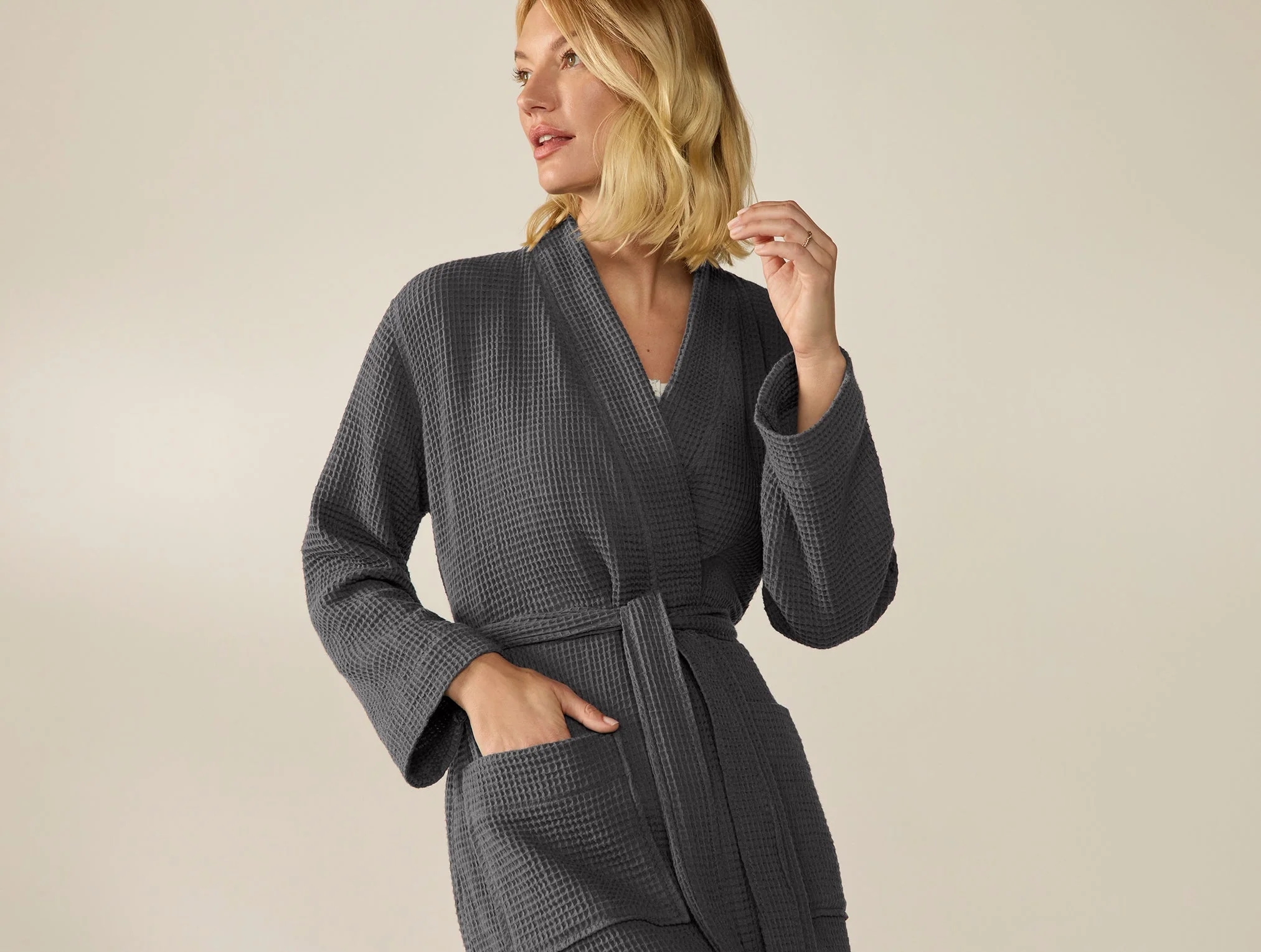 Coyuchi Unisex Organic Waffle Robe - Image 9