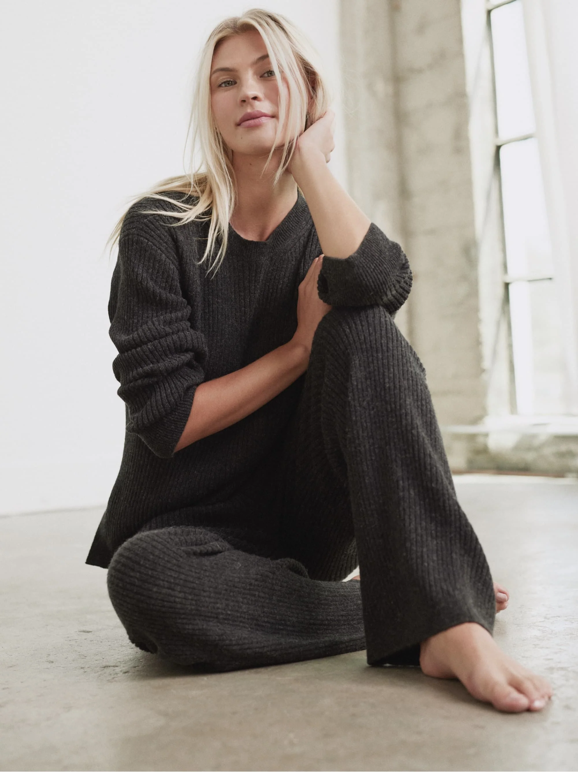 Alpaca Ribbed Wide-Leg Pant - Image 12