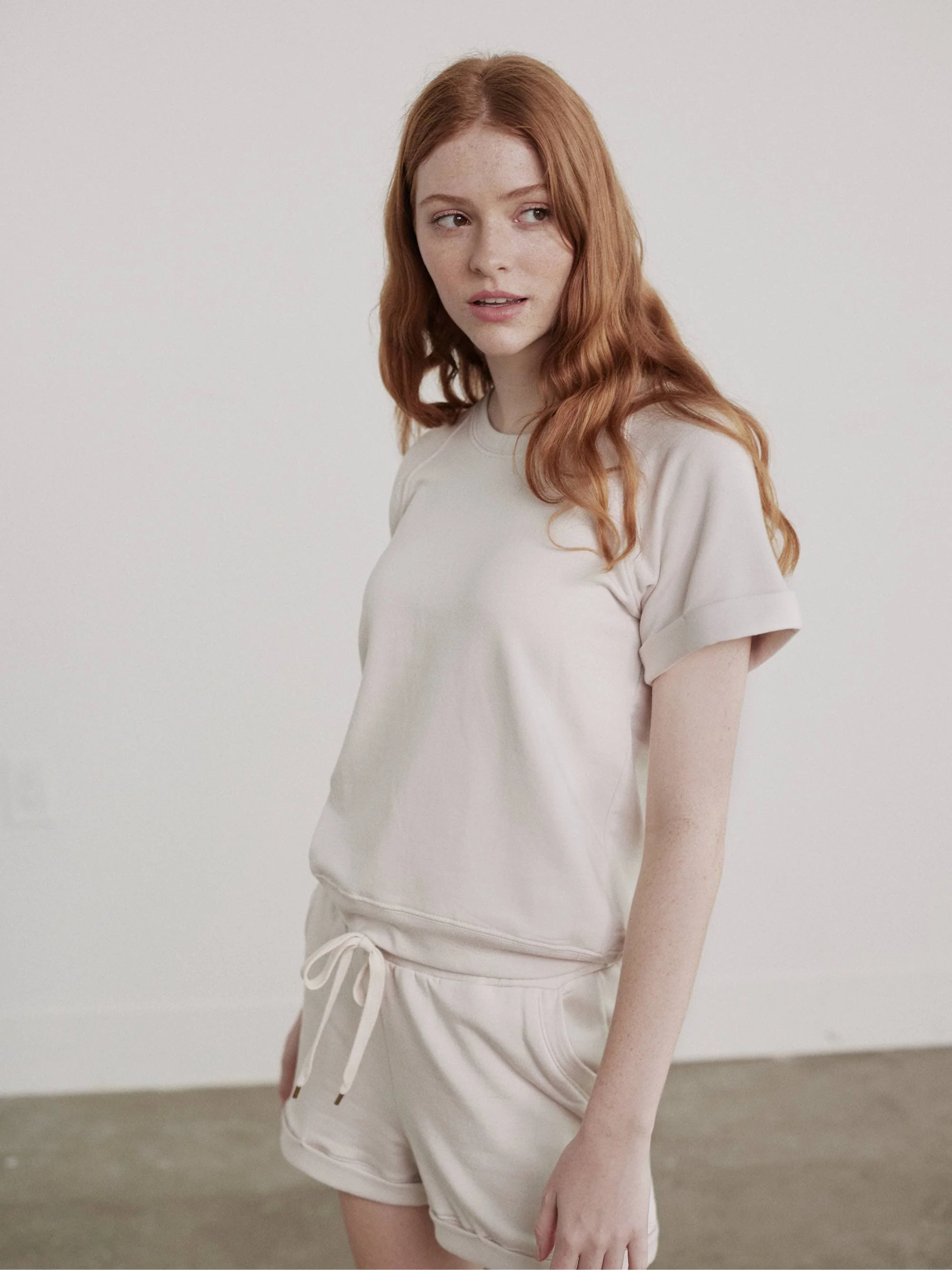Fleece Roll Cuff Short Sleeve Sweatshirt - Image 5